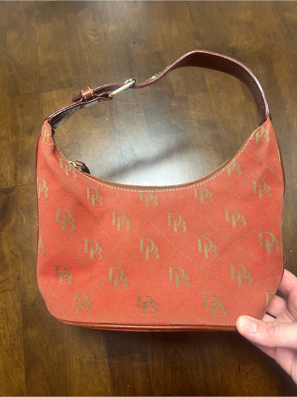 Vintage Y2K Dooney & Bourke Red Signature Monogram Mini Hobo Bag